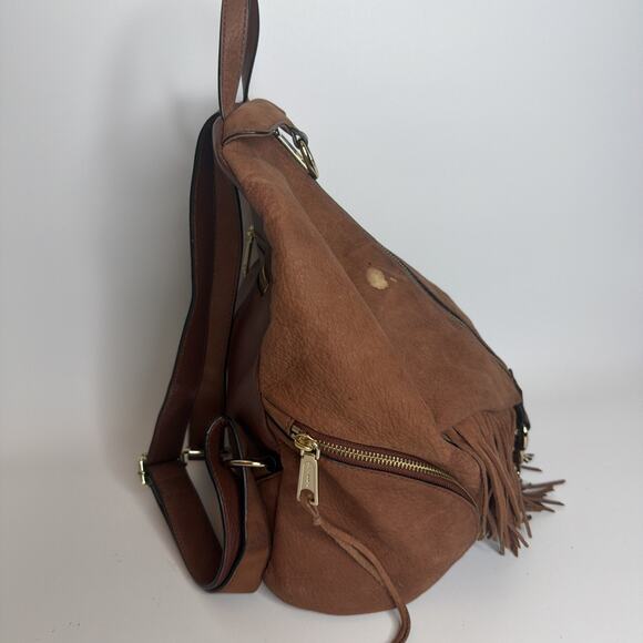 Rebecca Minkoff Rust Brown Suede Tassel Genuine Leather Backpack Bag Purse READ - Picture 6 of 16